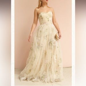Boutique 1861 MaryLou Beige Tulle Floral Gown